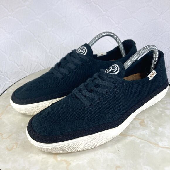 Vans Sneakers Mens 8.5 Black Canvas Ecocush Circle Vee Lace-up Comfortable Shoes - Picture 7 of 13